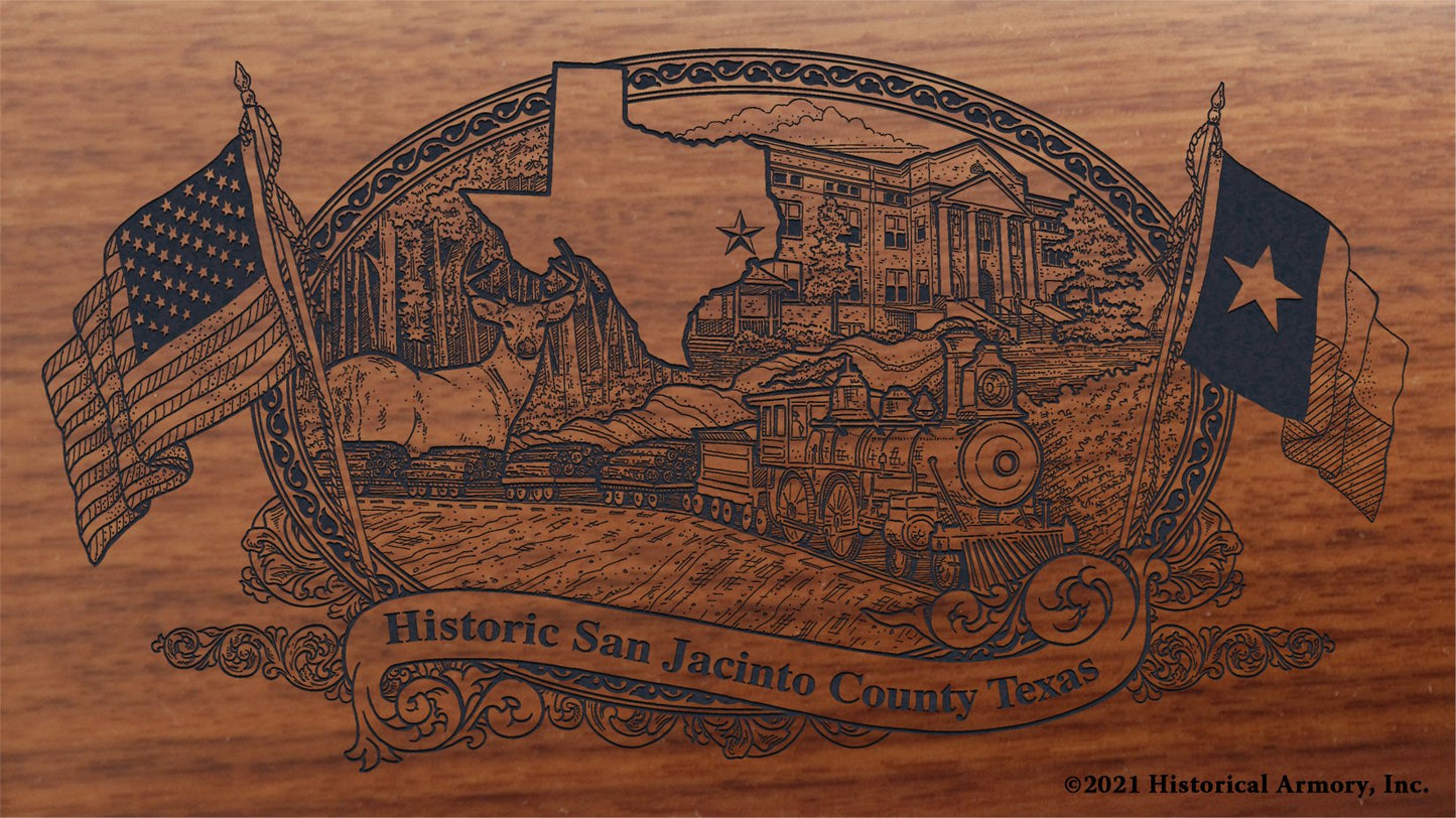 Engraved artwork | History of San Jacinto County Texas | Historical Armory