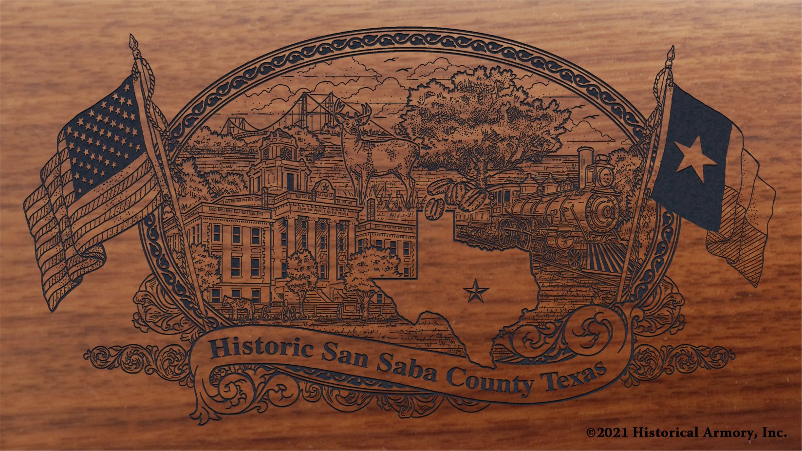 Engraved artwork | History of San Saba County Texas | Historical Armory