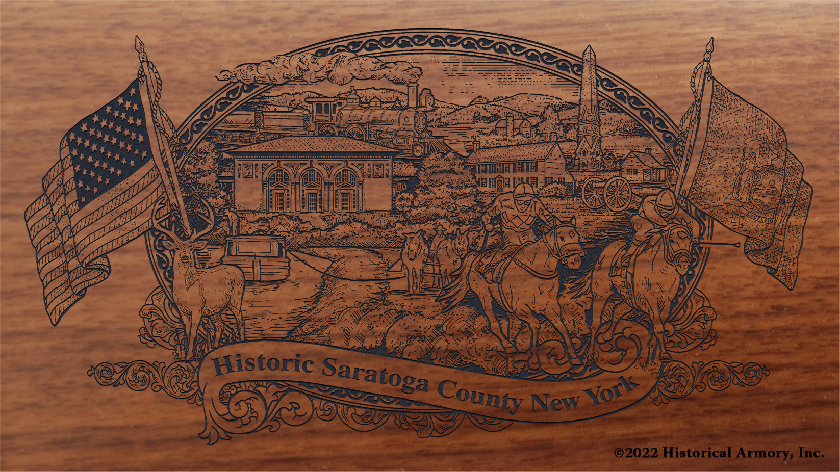Saratoga County New York Engraved Rifle Buttstock