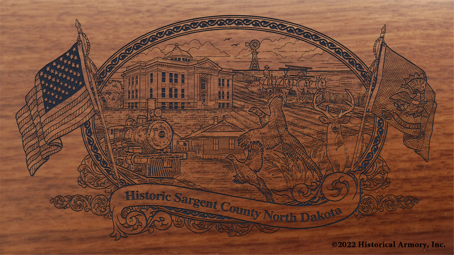 Sargent County North Dakota Engraved Rifle Buttstock