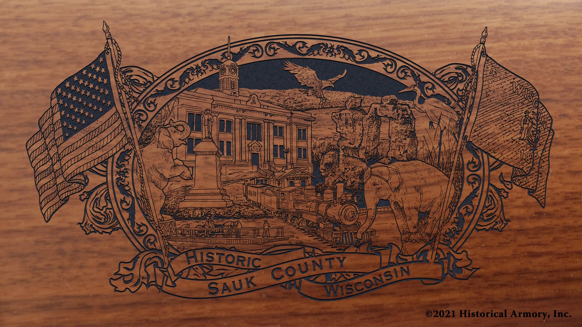 Sauk County Wisconsin Engraved Rifle Buttstock