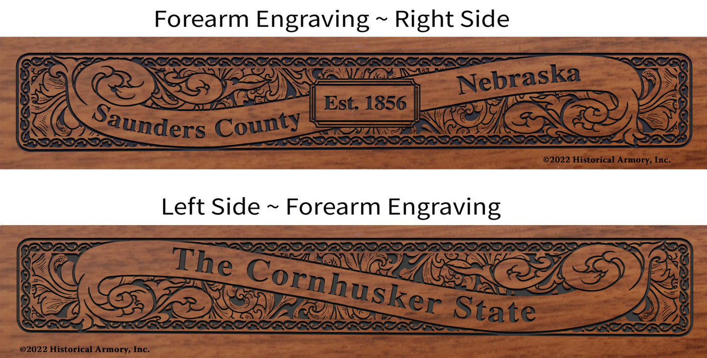 Saunders County Nebraska Engraved Rifle Forearm