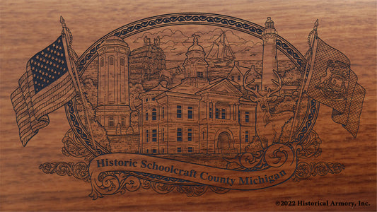 Schoolcraft County Michigan Engraved Rifle Buttstock