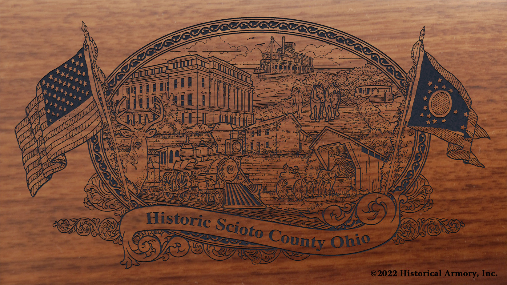 Scioto County Ohio Engraved Rifle Buttstock