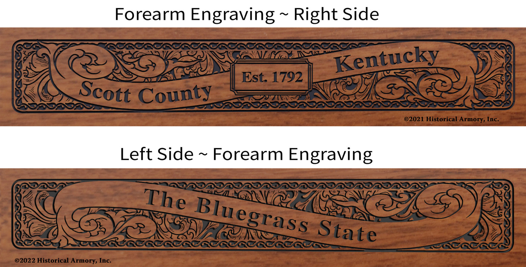 Scott County Kentucky Engraved Rifle Forearm