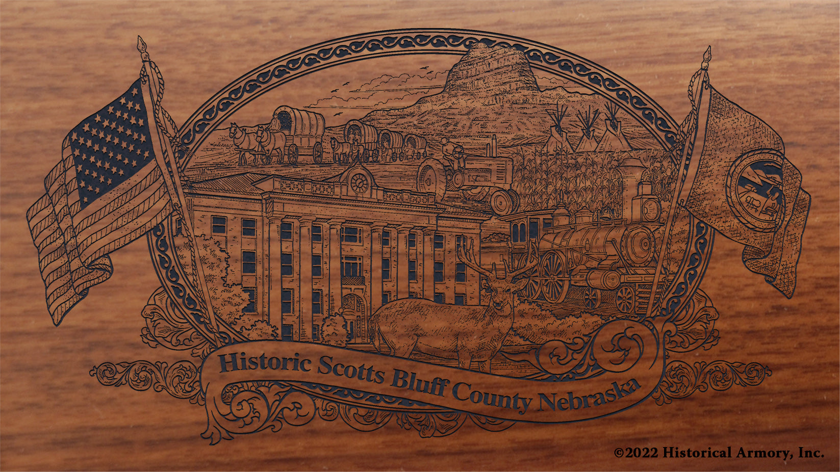Scotts Bluff County Nebraska Engraved Rifle Buttstock