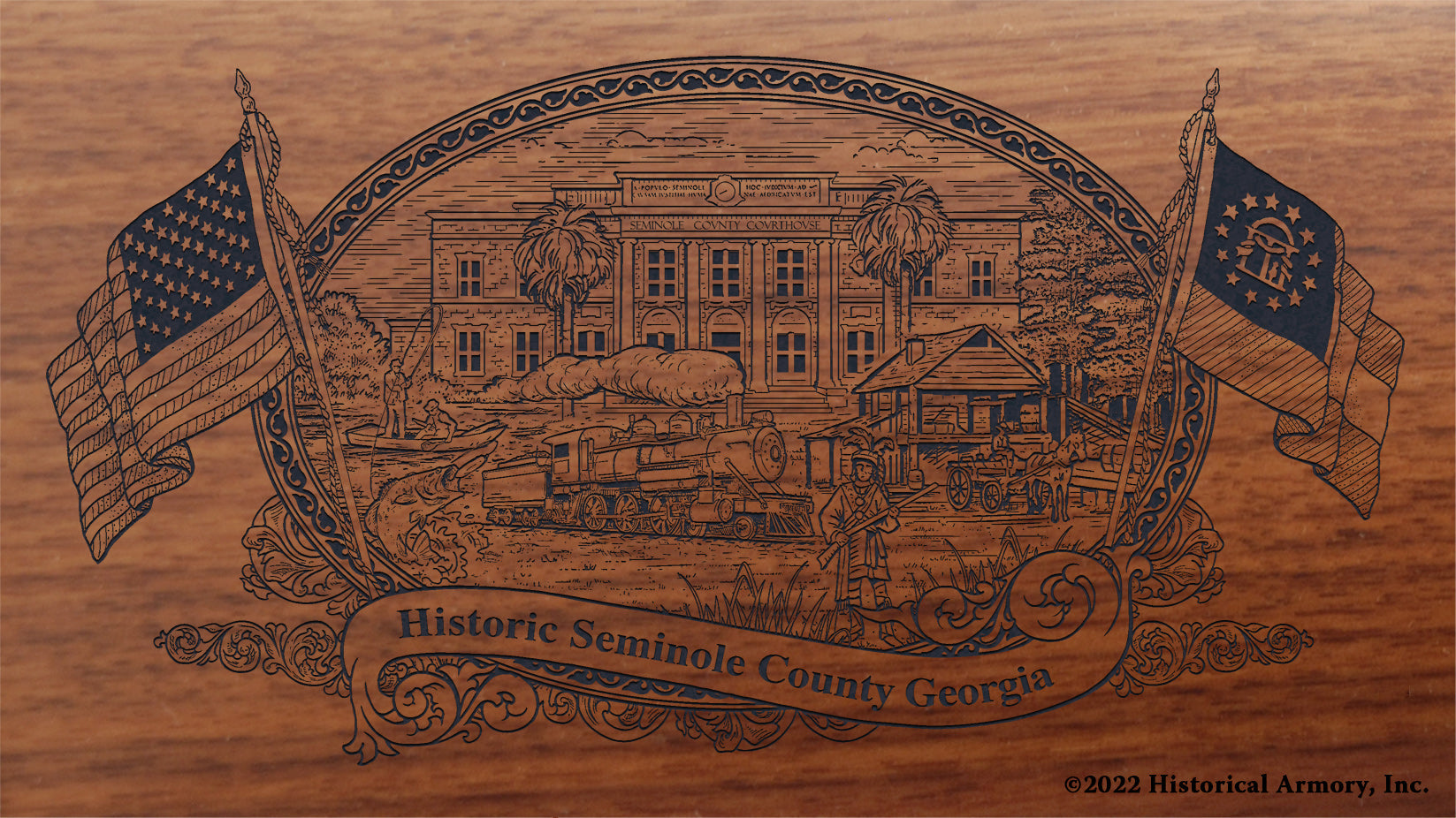 Seminole County Georgia Engraved Rifle Buttstock