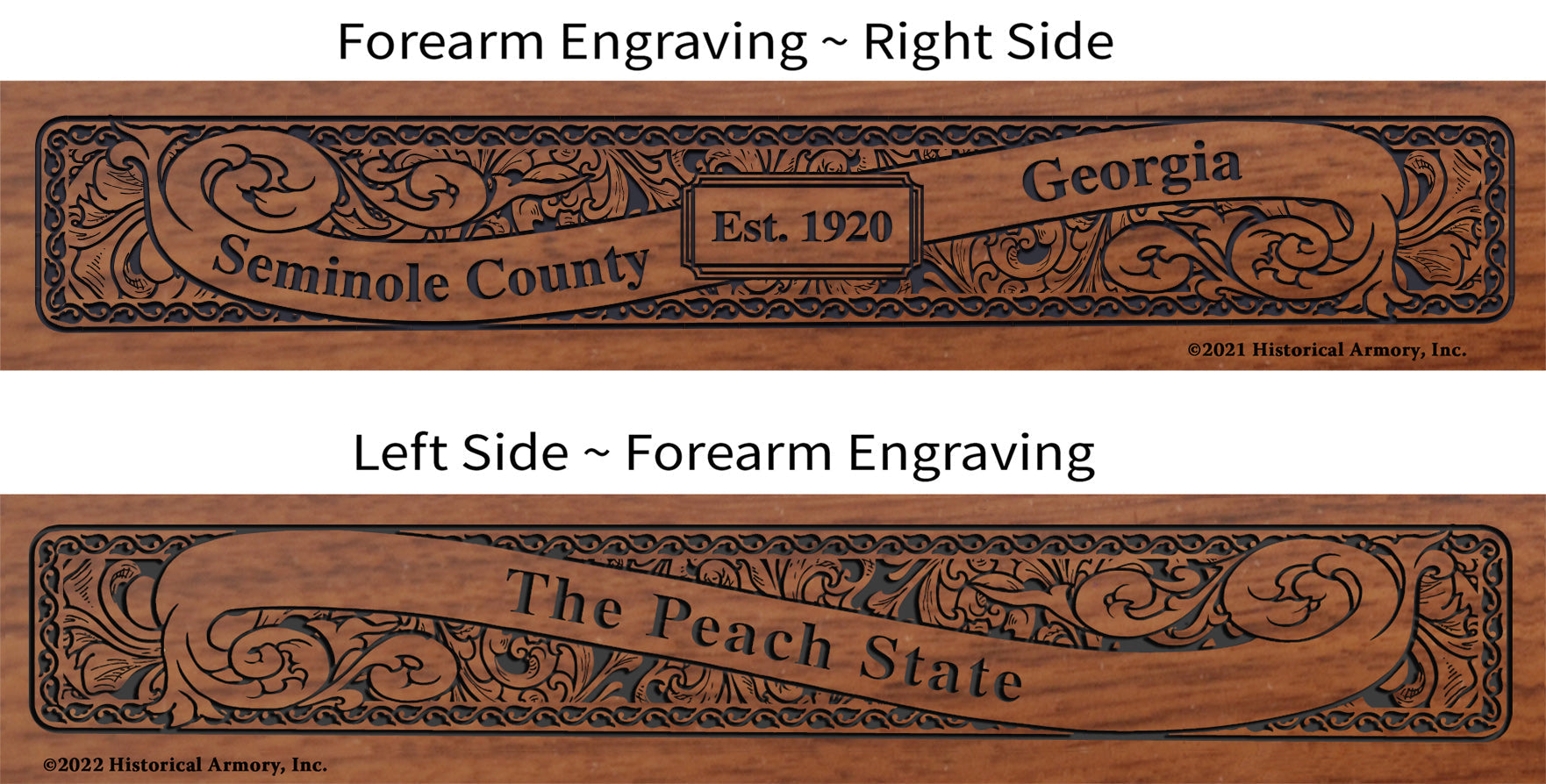Seminole County Georgia Establishment and Motto History Engraved Rifle Forearm