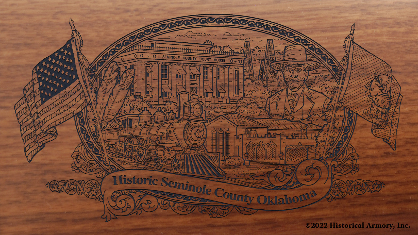 Seminole County Oklahoma Engraved Rifle Buttstock