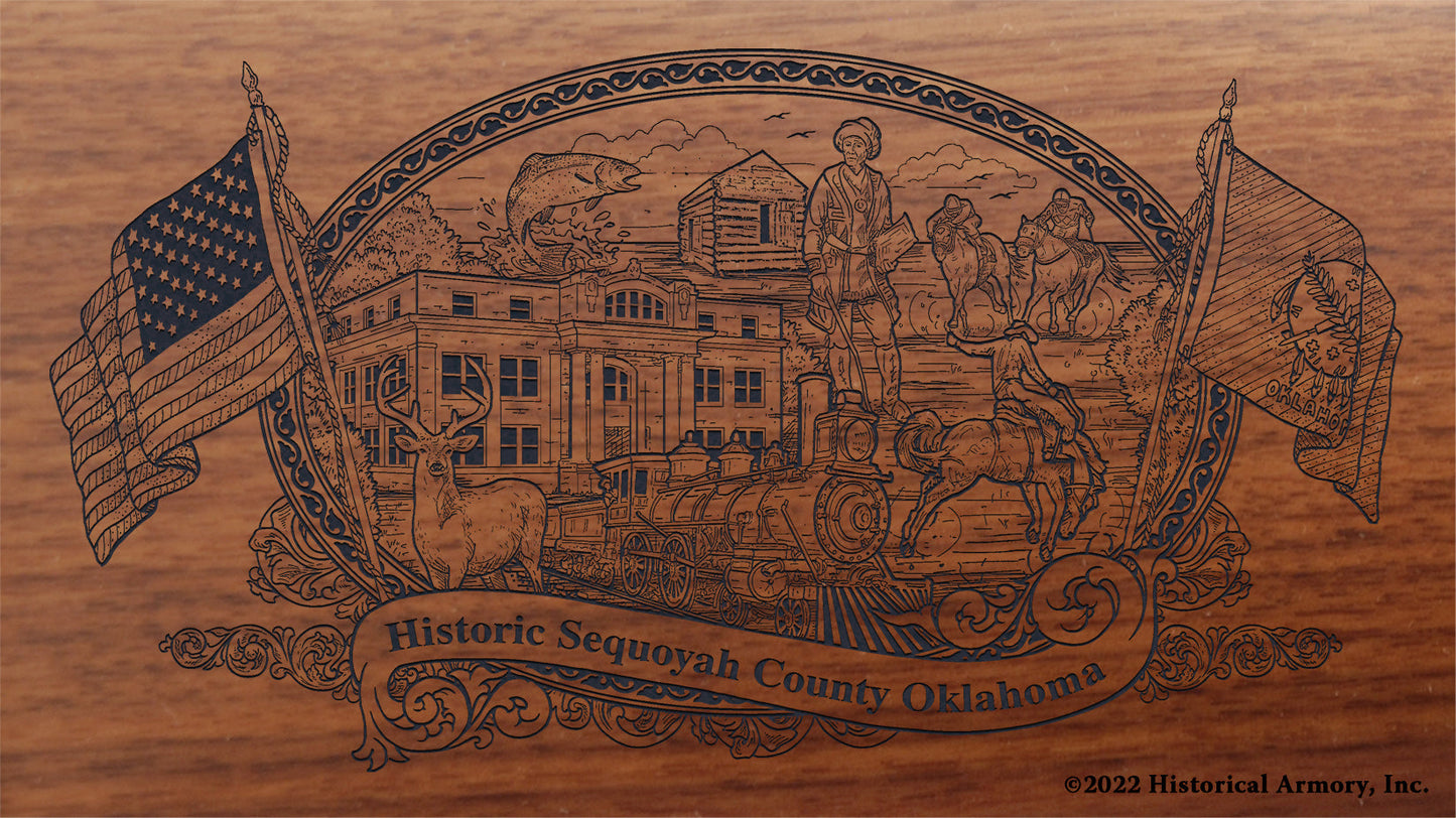 Sequoyah County Oklahoma Engraved Rifle Buttstock