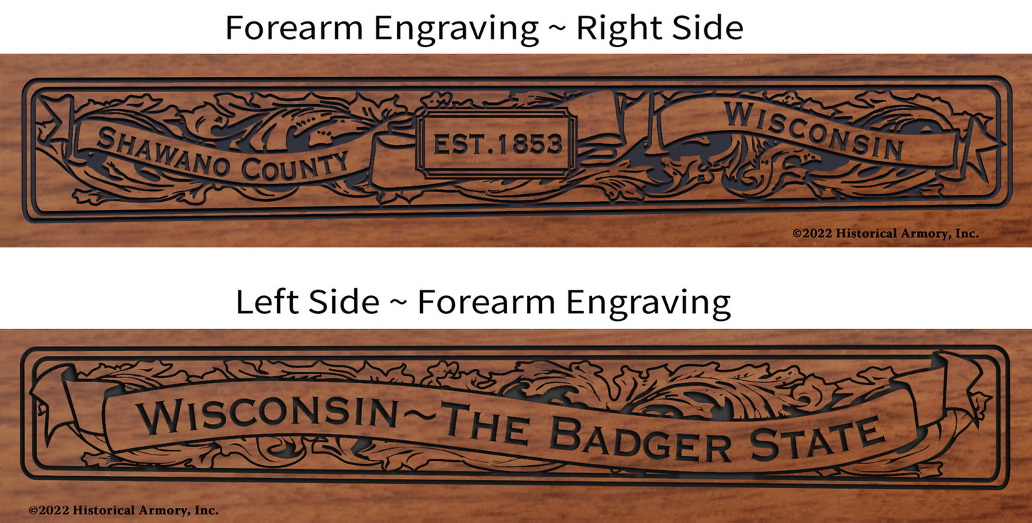 Shawano County Wisconsin Engraved Rifle Forearm