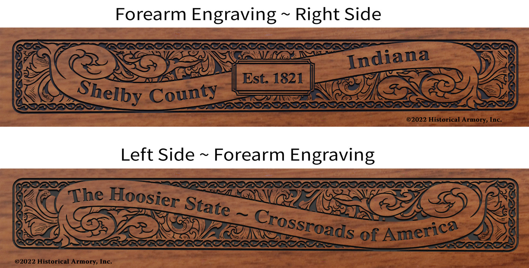 Shelby County Indiana Engraved Rifle Forearm