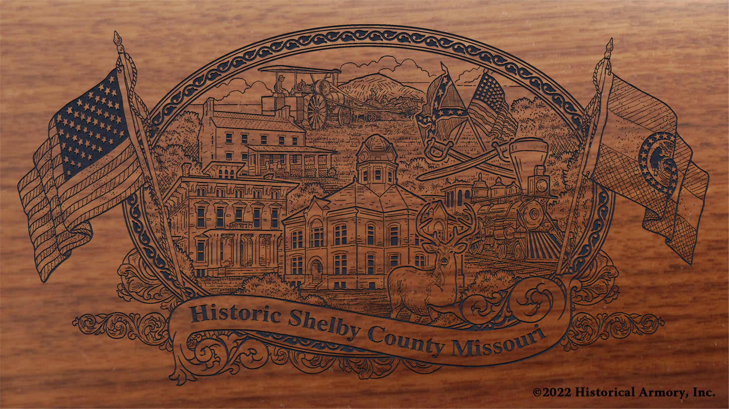 Shelby County Missouri Engraved Rifle Buttstock