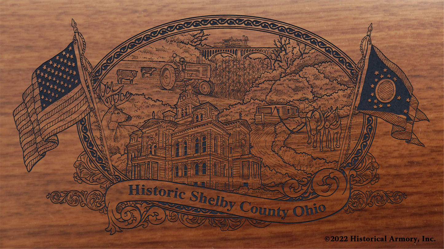 Shelby County Ohio Engraved Rifle Buttstock