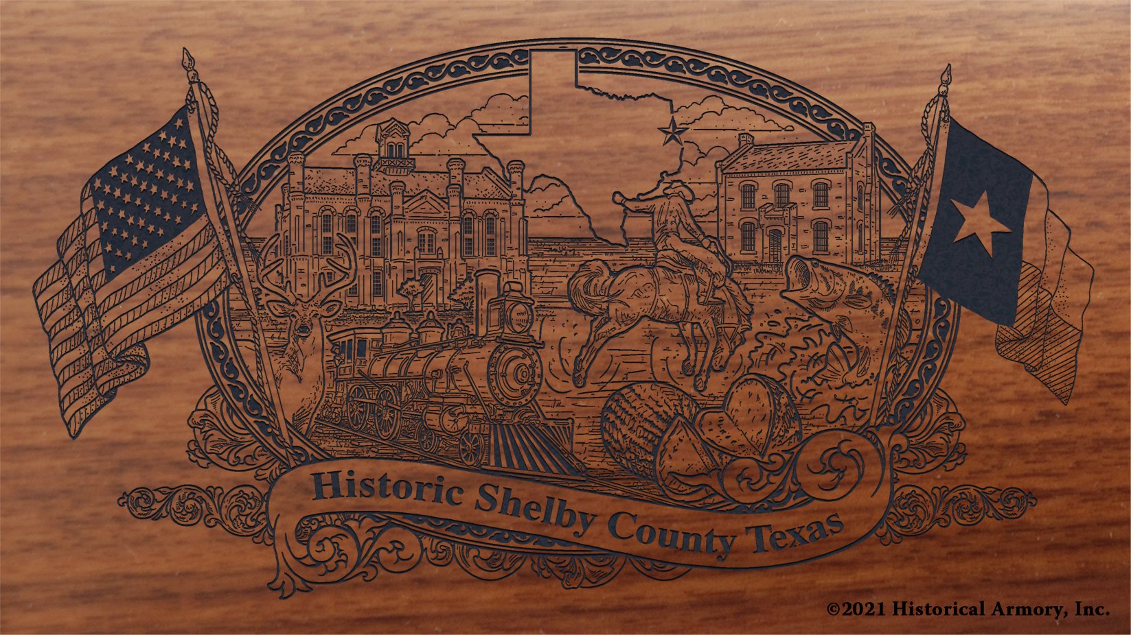 Engraved artwork | History of Shelby County Texas | Historical Armory