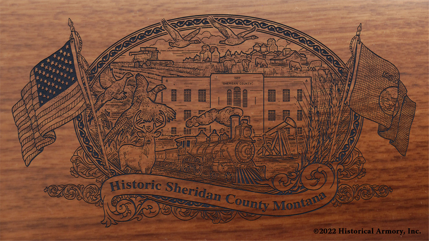 Sheridan County Montana Engraved Rifle Buttstock