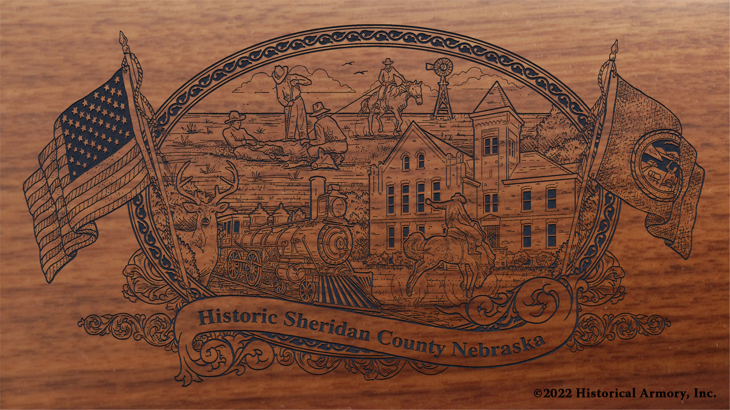 Sheridan County Nebraska Engraved Rifle Buttstock
