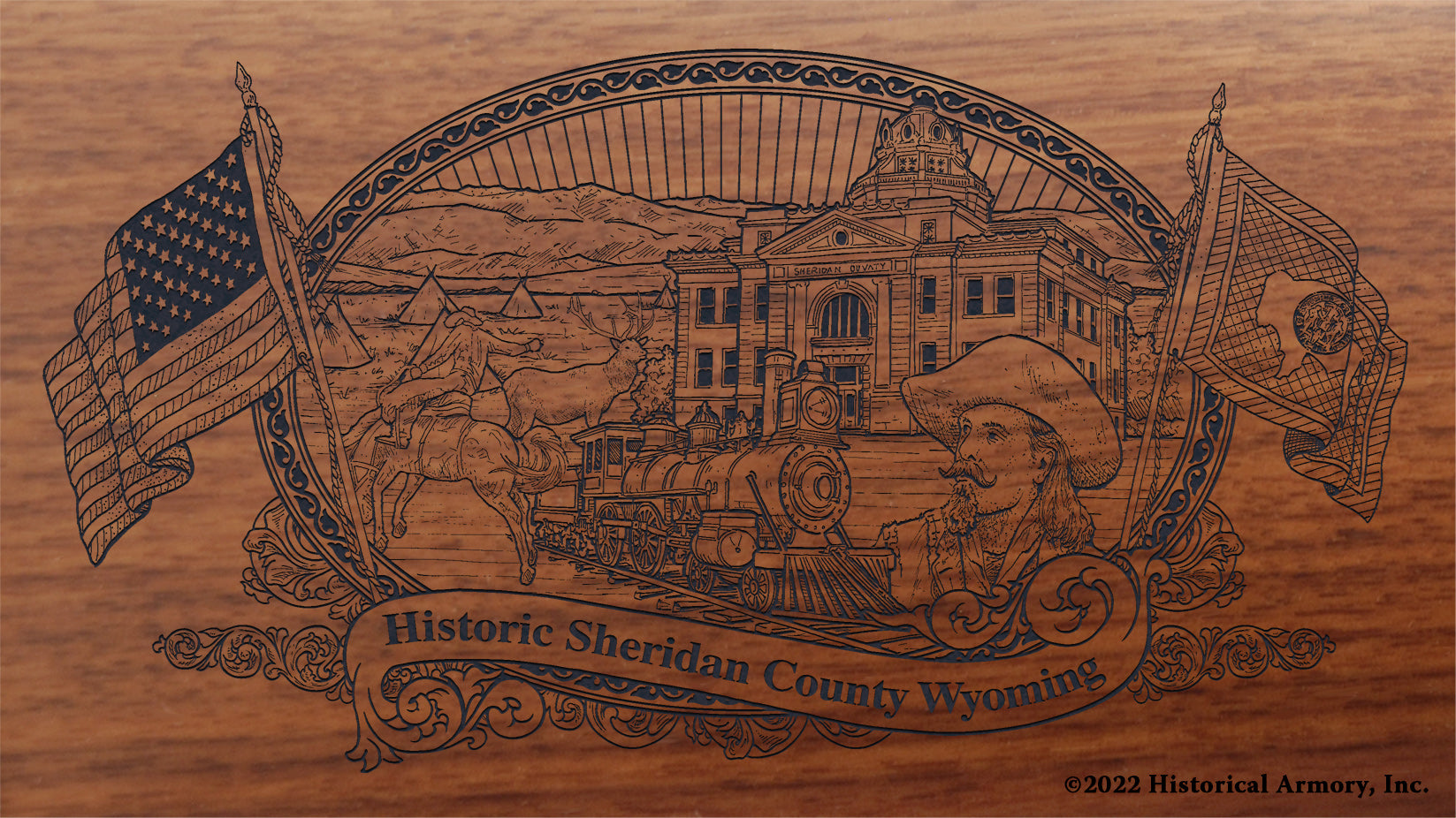 Sheridan County Wyoming Engraved Rifle Buttstock