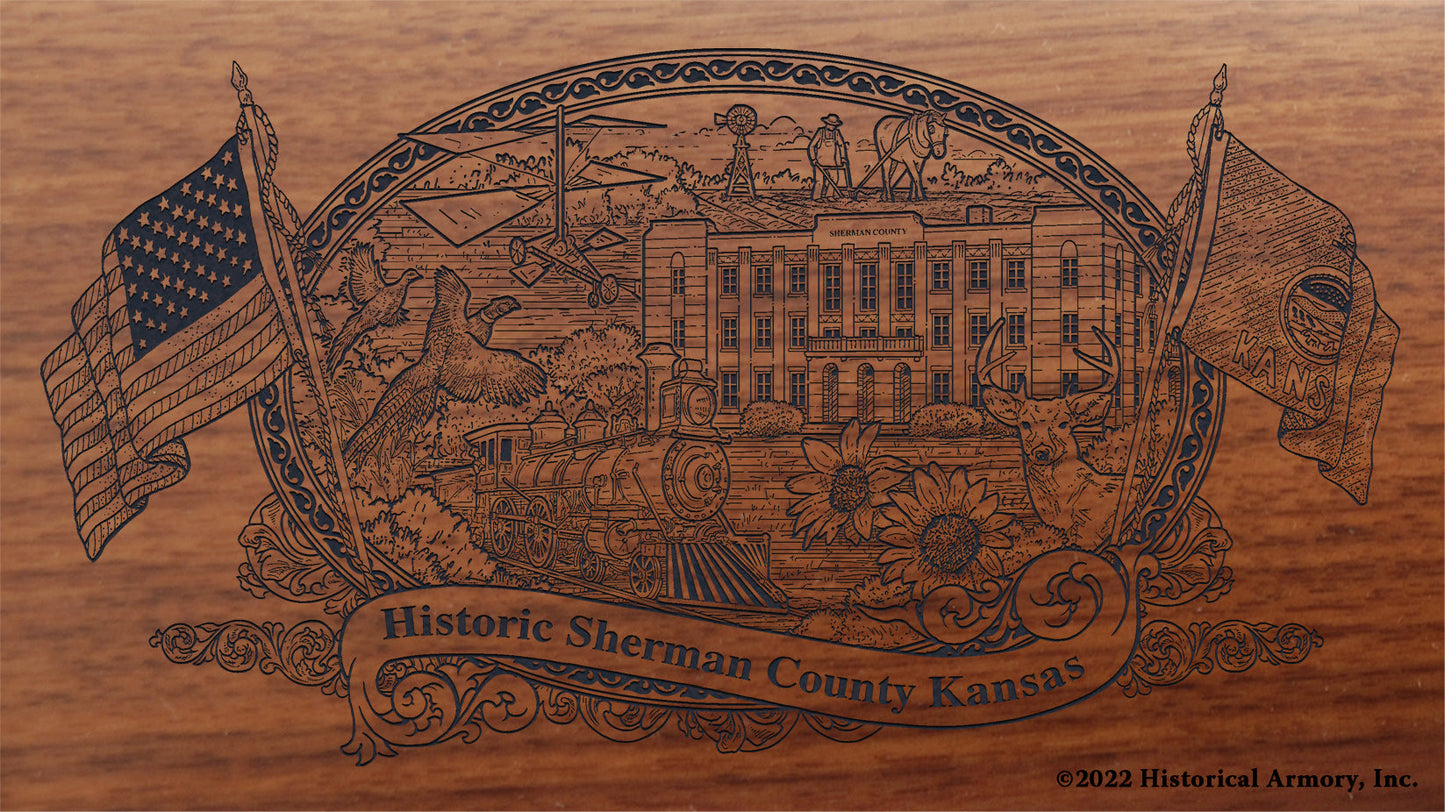 Sherman County Kansas Engraved Rifle Buttstock