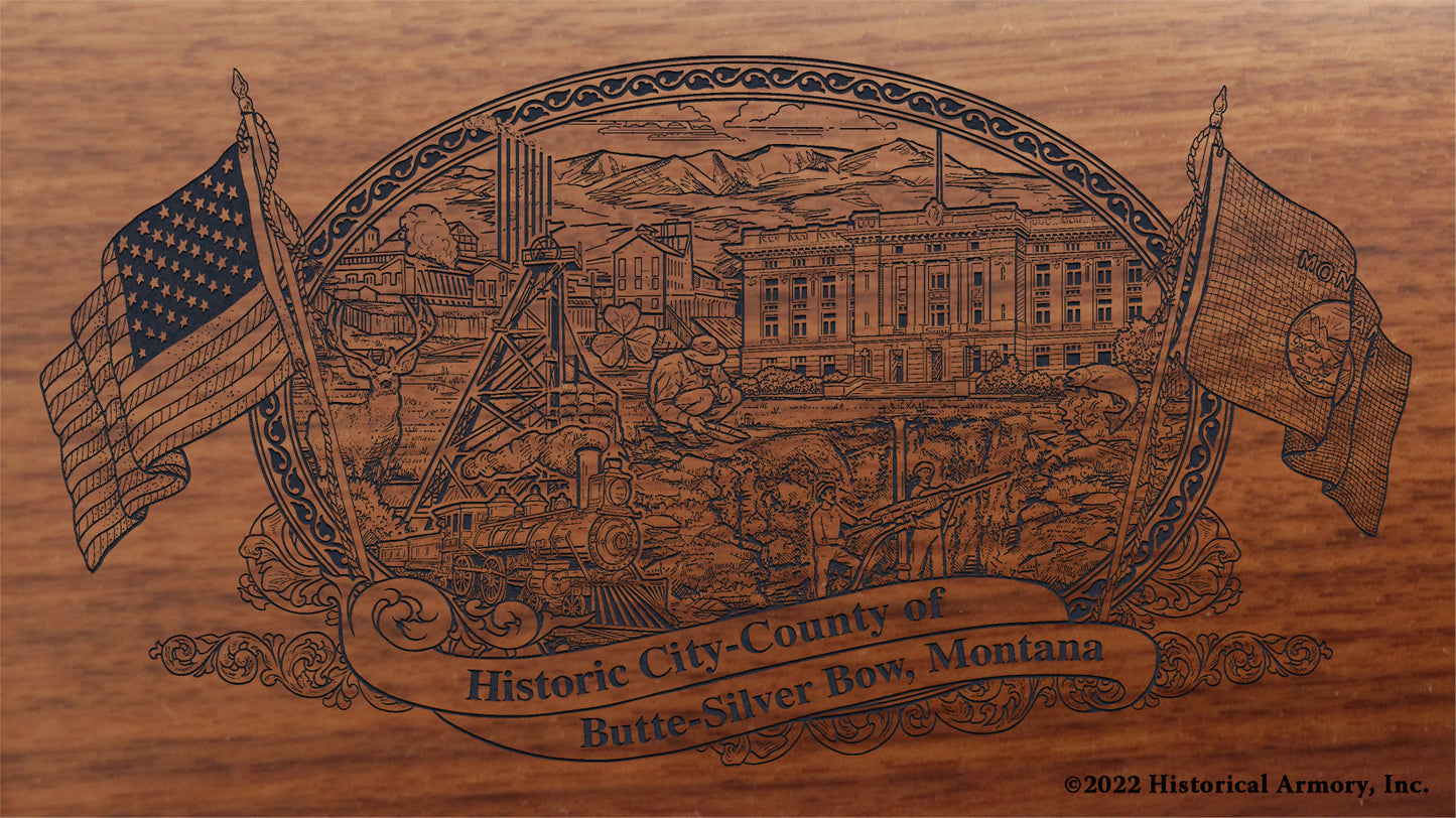 Silver Bow County Montana Engraved Rifle Buttstock