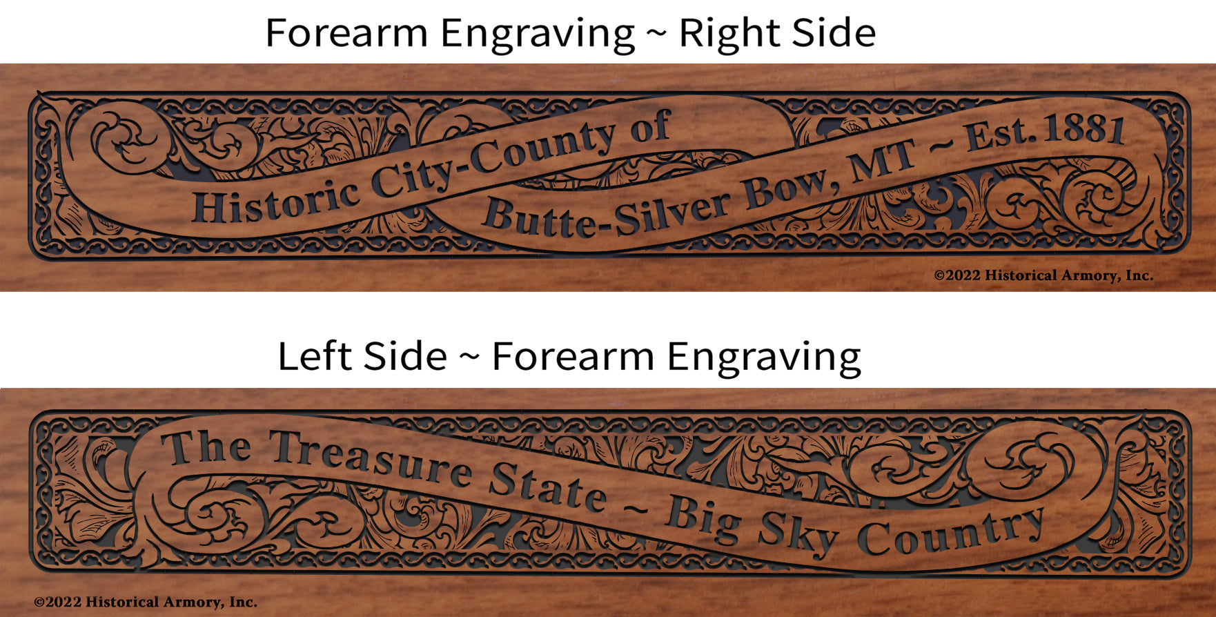 Silver Bow County Montana Engraved Rifle Forearm