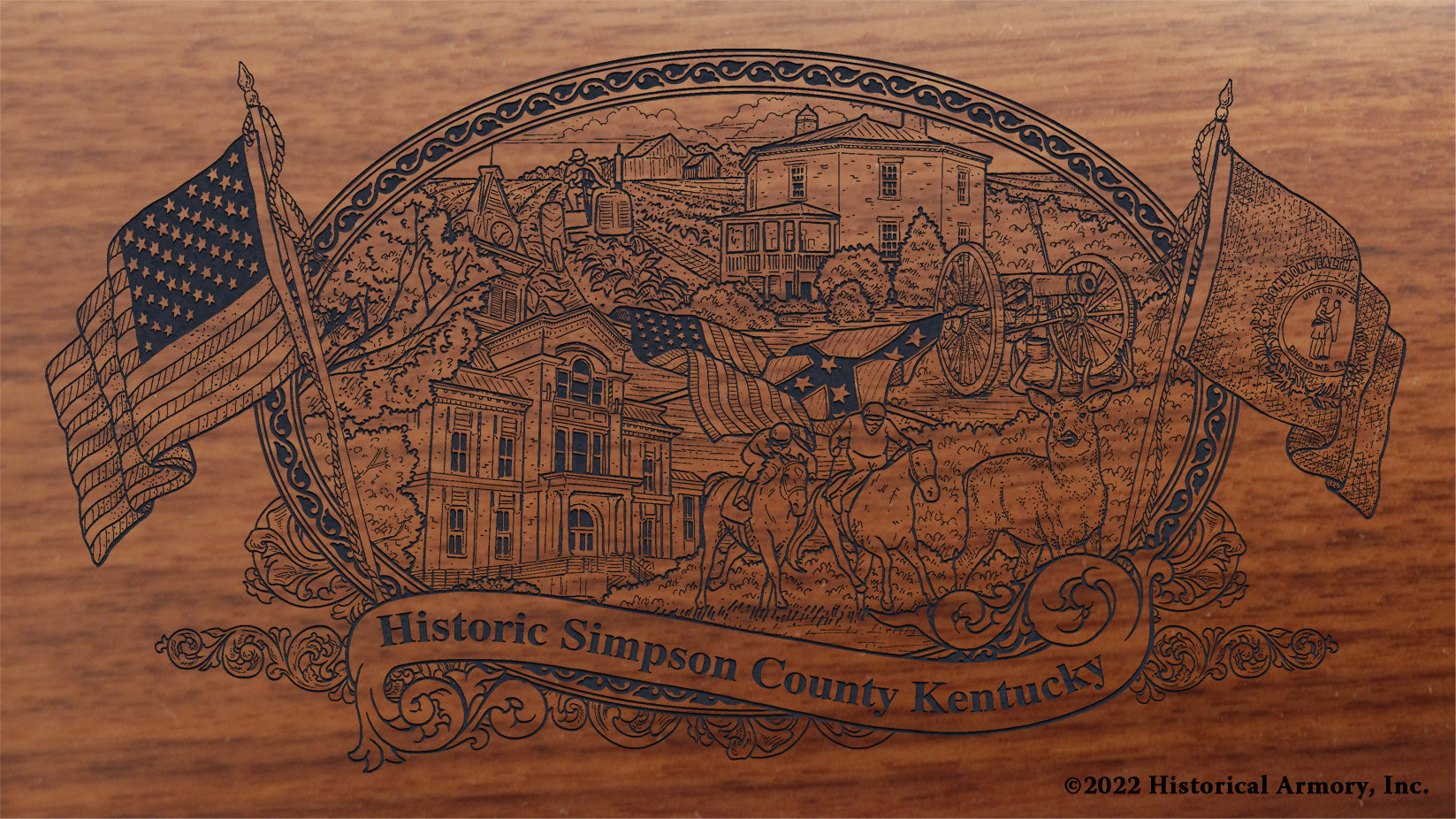 Simpson County Kentucky Engraved Rifle Buttstock
