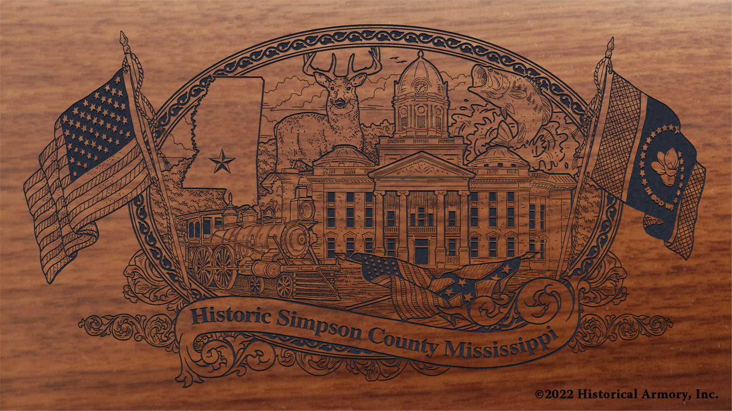 Simpson County Mississippi Engraved Rifle Buttstock