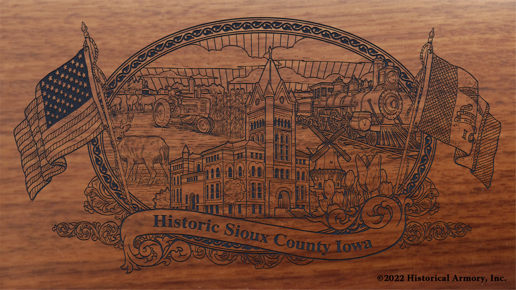 Sioux County Iowa Engraved Rifle Buttstock