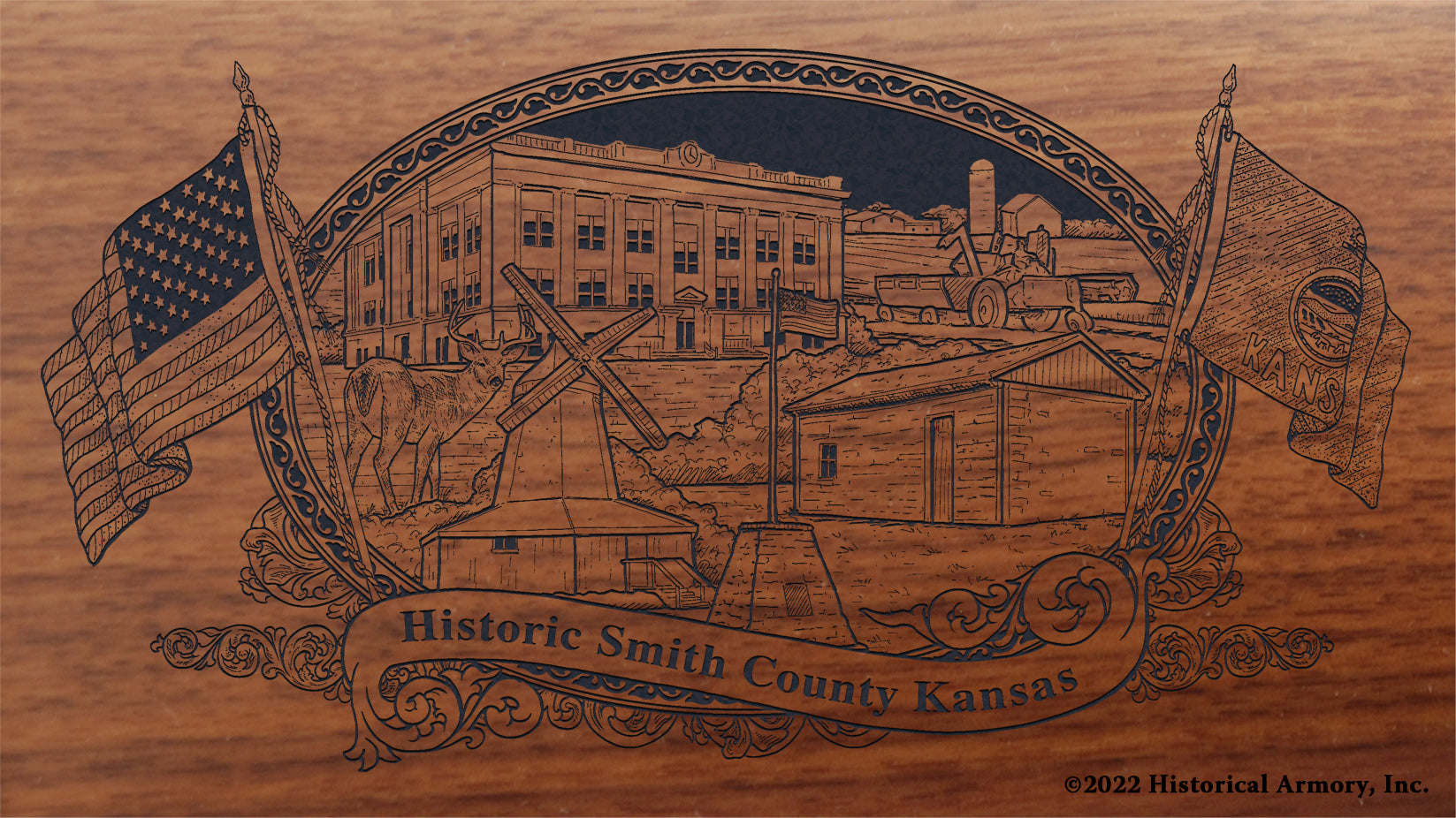 Smith County Kansas Engraved Rifle Buttstock
