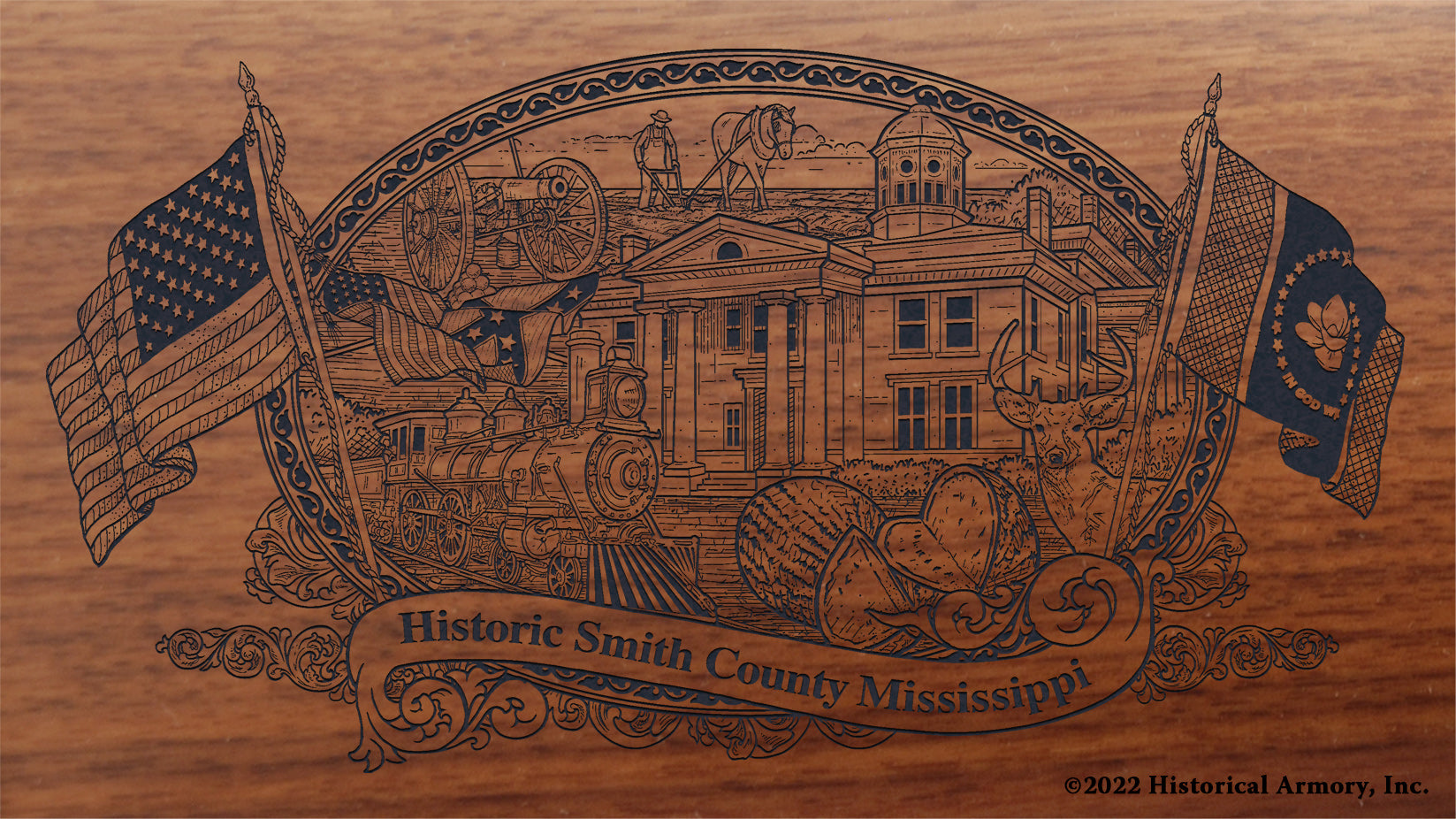 Smith County Mississippi Engraved Rifle Buttstock