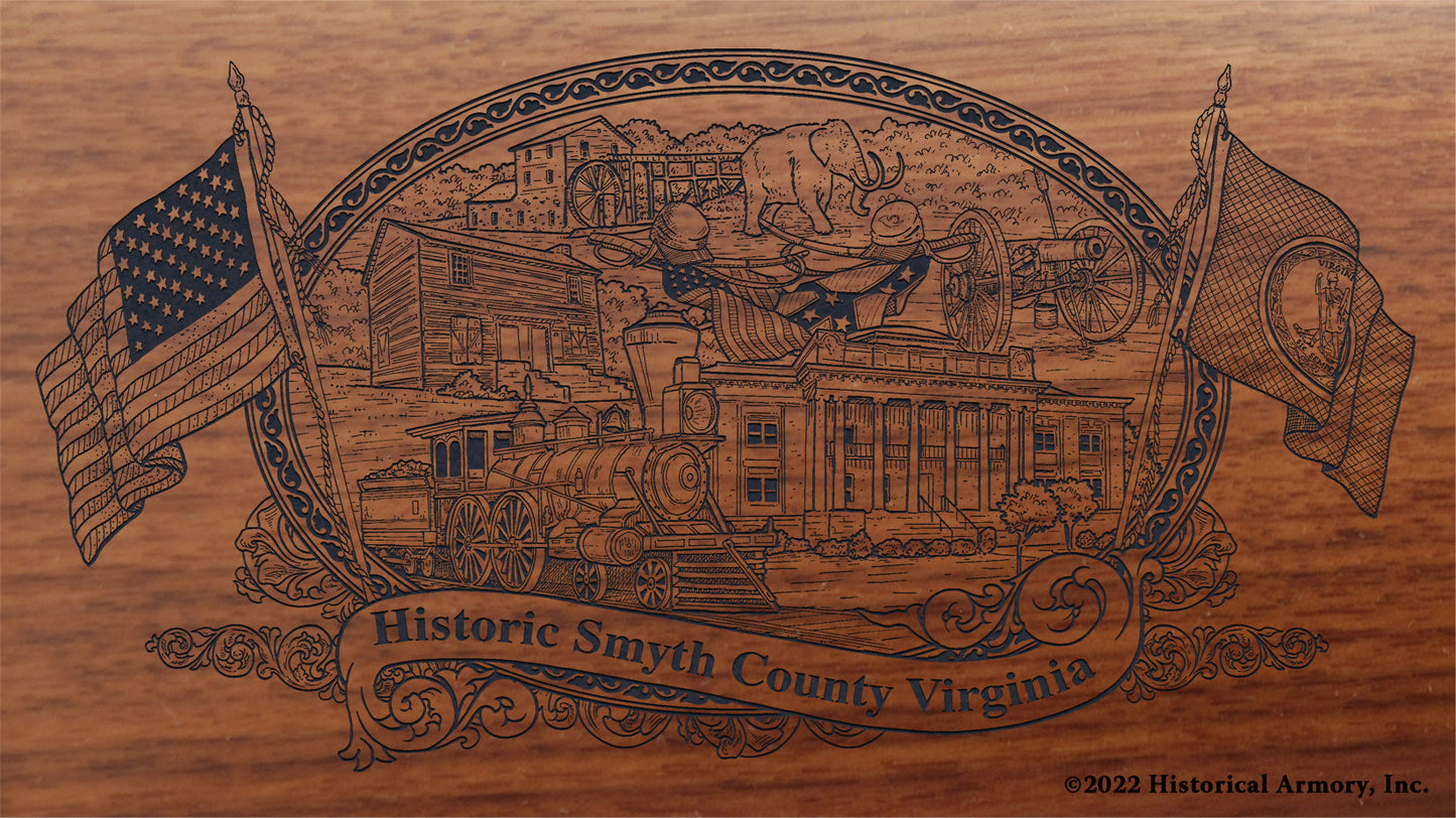Smyth County Virginia Engraved Rifle Buttstock
