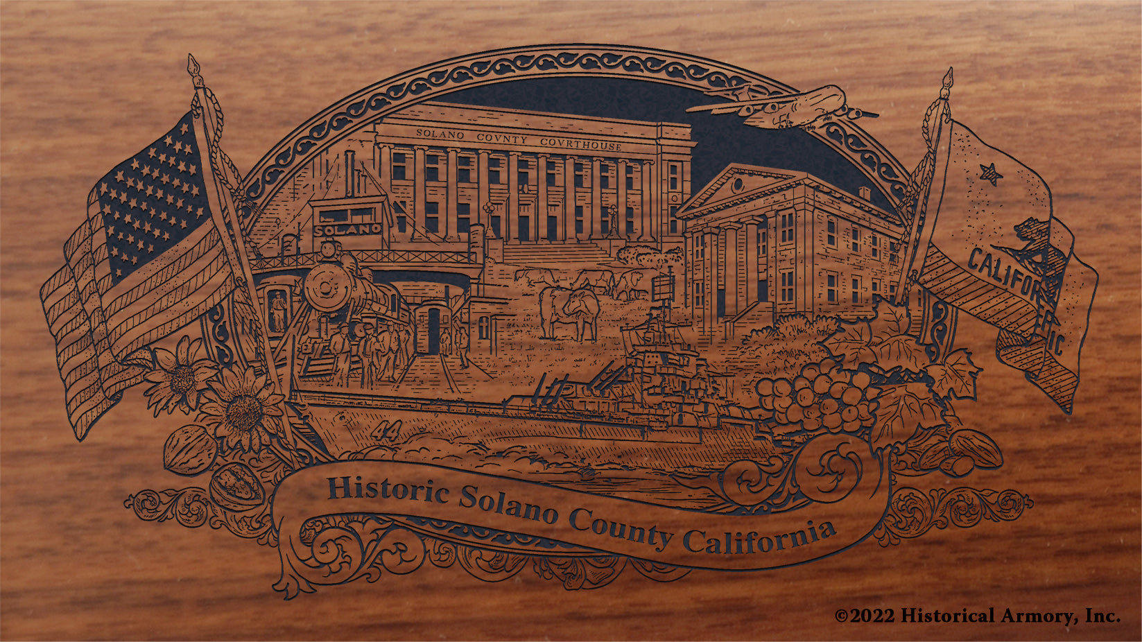 Solano County California Engraved Rifle Buttstock