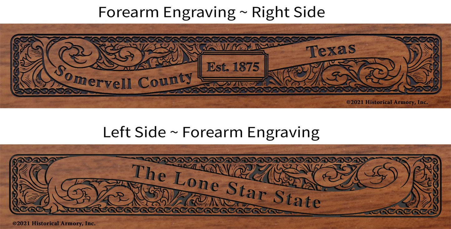 Somervell County Texas Establishment and Motto History Engraved Rifle Forearm