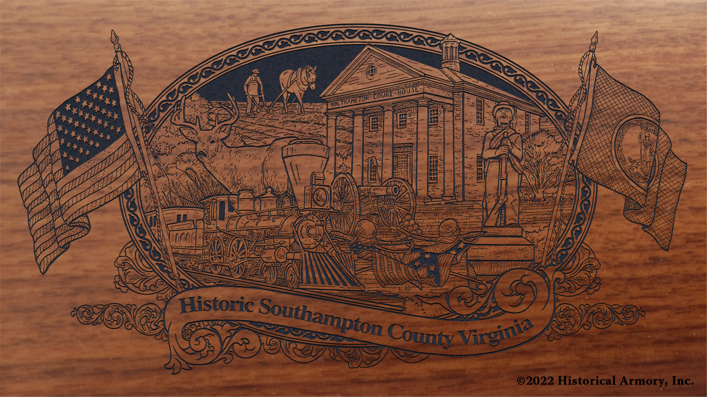 Southampton County Virginia Engraved Rifle Buttstock