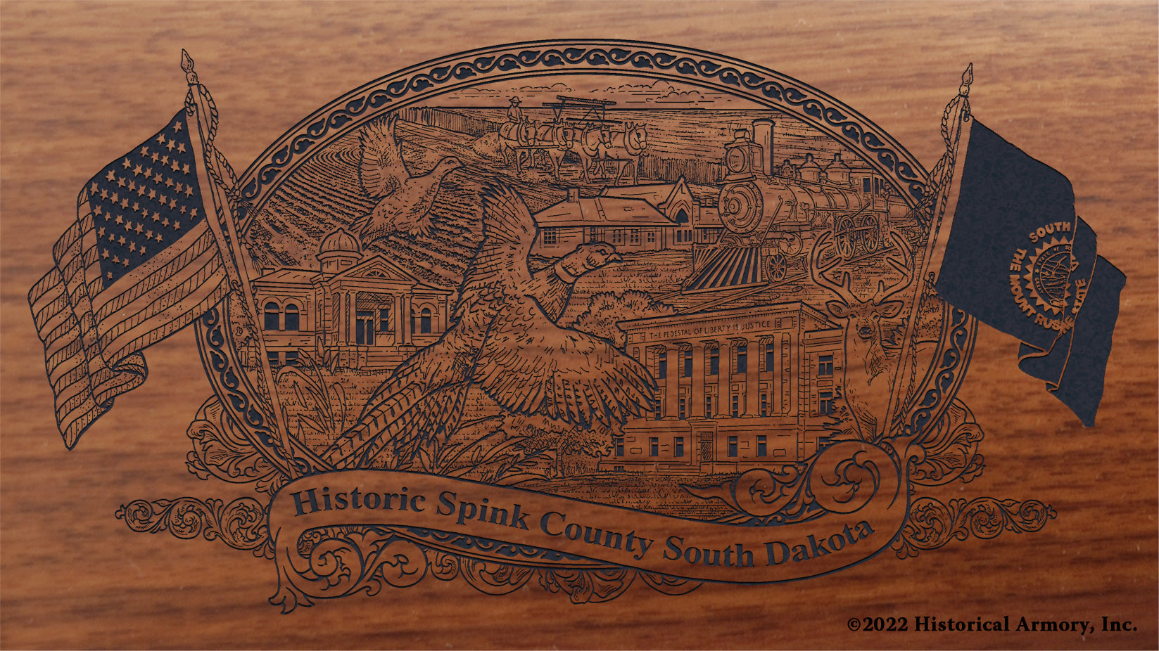 Spink County South Dakota Engraved Rifle Buttstock
