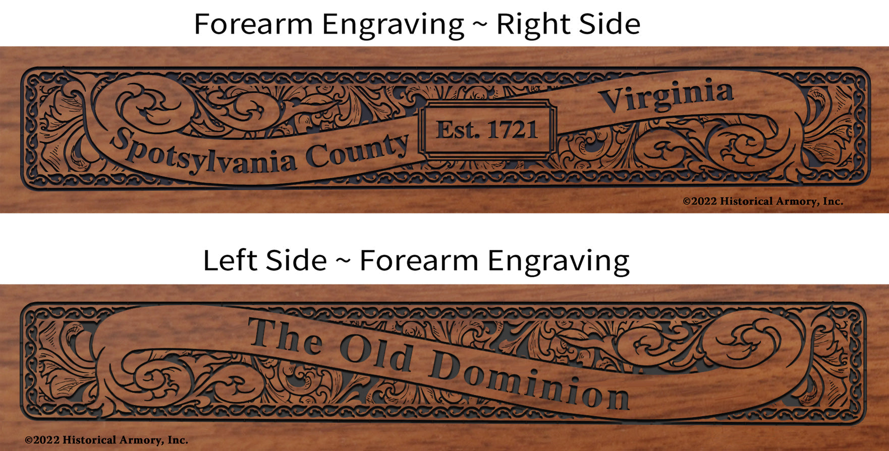 Spotsylvania County Virginia Engraved Rifle Forearm