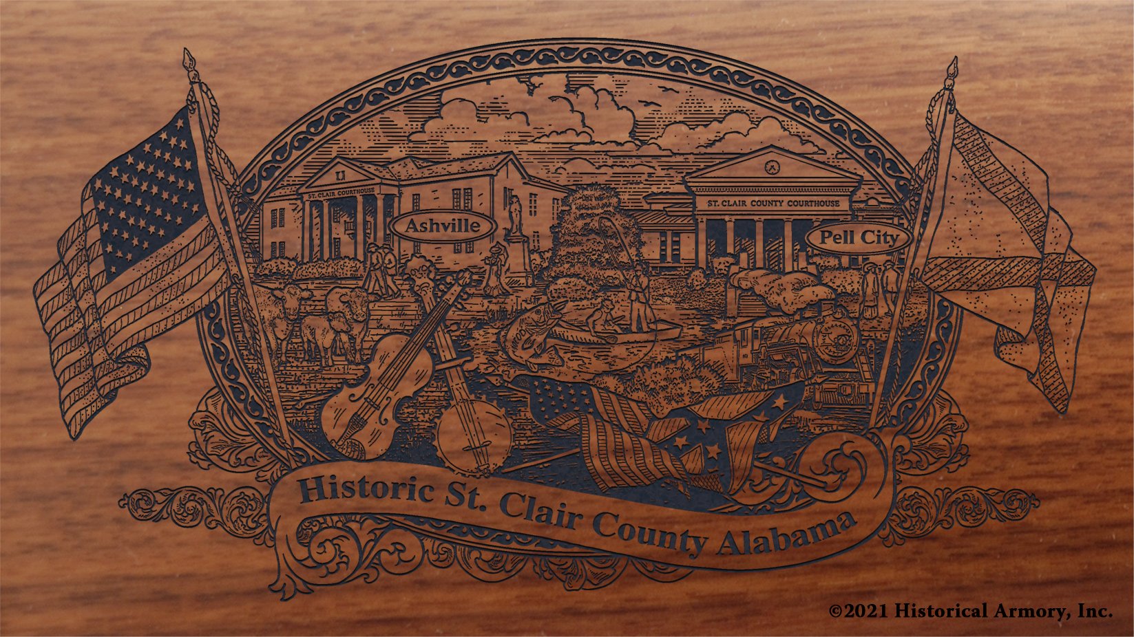 Engraved artwork | History of St. Clair County Alabama | Historical Armory