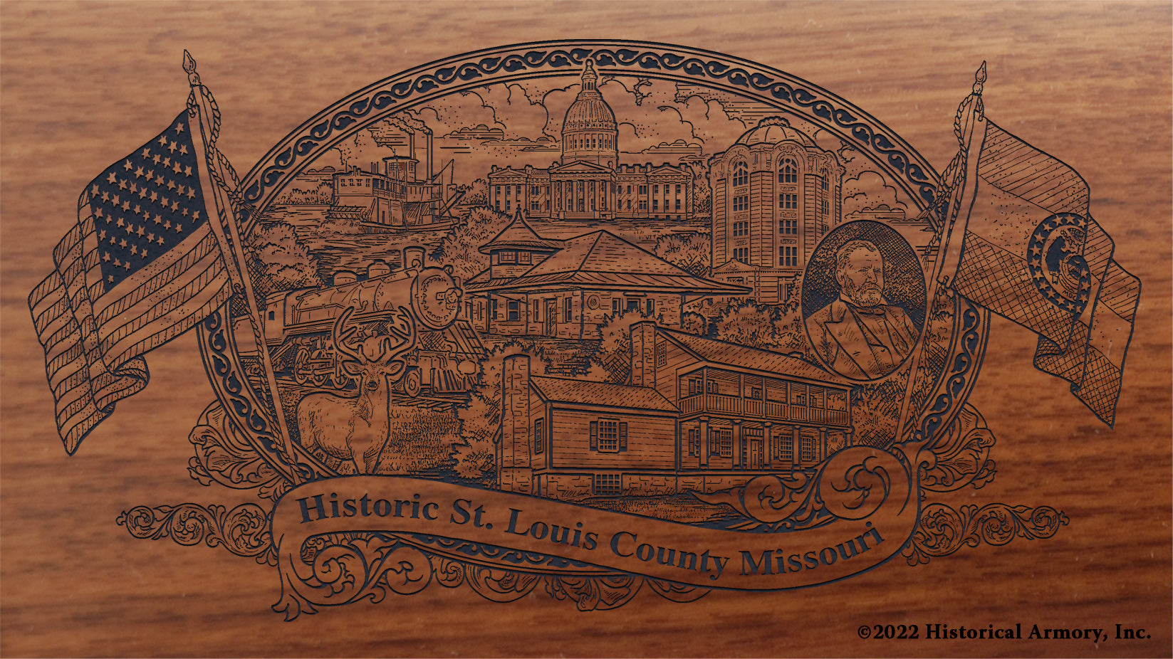St. Louis County Missouri Engraved Rifle Buttstock