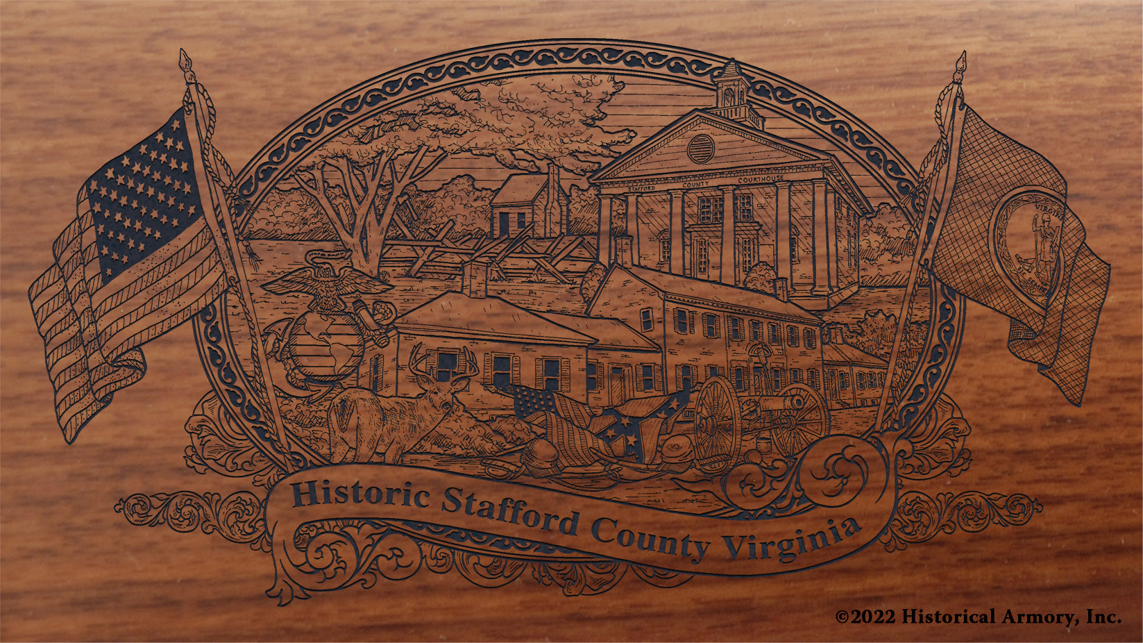 Stafford County Virginia Engraved Rifle Buttstock