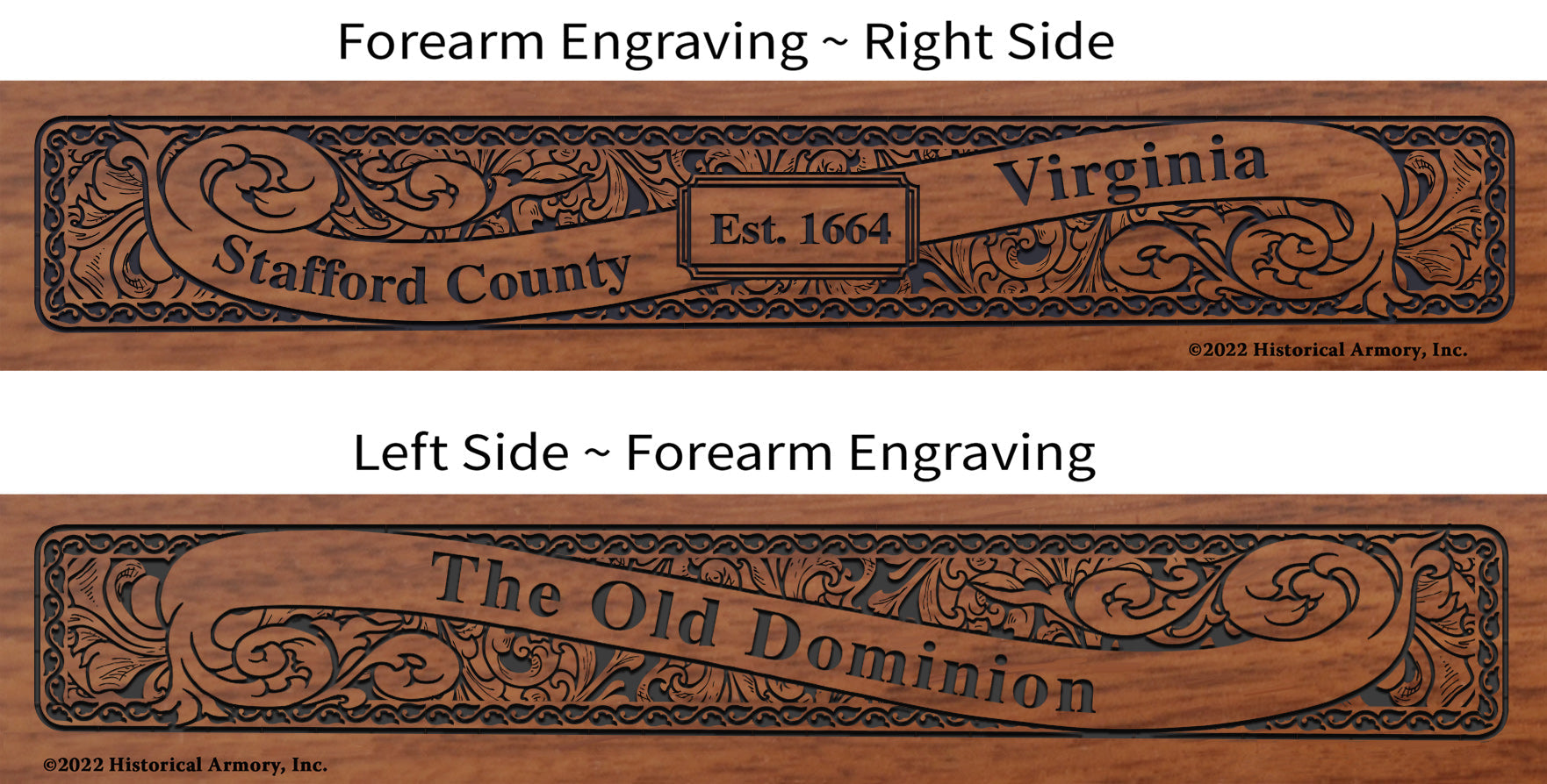 Stafford County Virginia Engraved Rifle Forearm