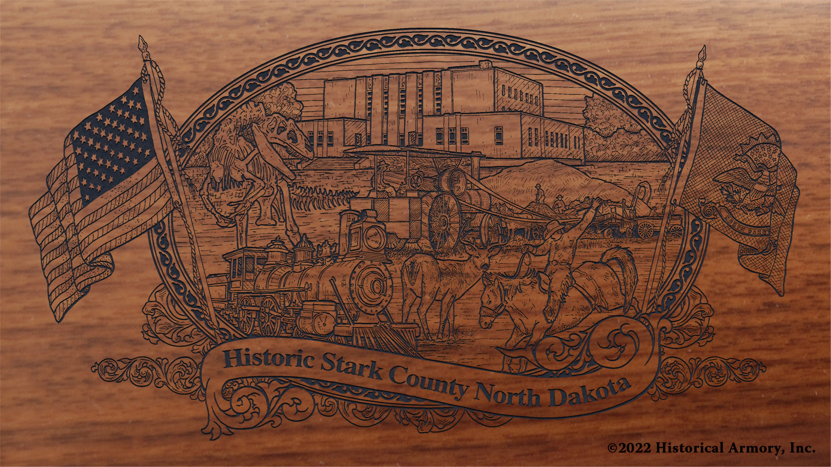 Stark County North Dakota Engraved Rifle Buttstock