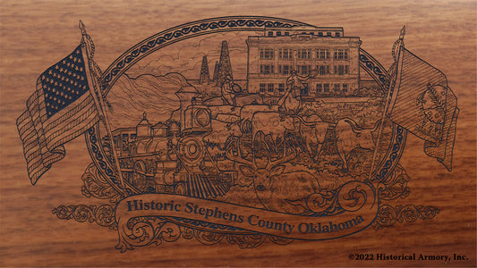 Stephens County Oklahoma Engraved Rifle Buttstock