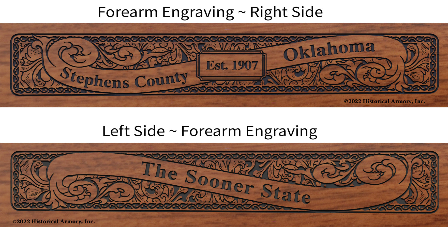 Stephens County Oklahoma Engraved Rifle Forearm