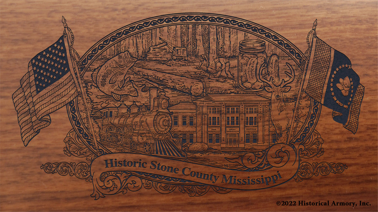 Stone County Mississippi Engraved Rifle Buttstock