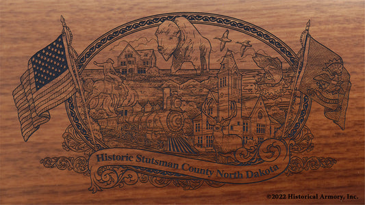 Stutsman County North Dakota Engraved Rifle Buttstock
