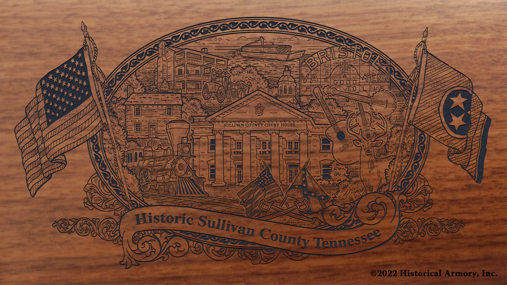 Sullivan County Tennessee Engraved Rifle Buttstock