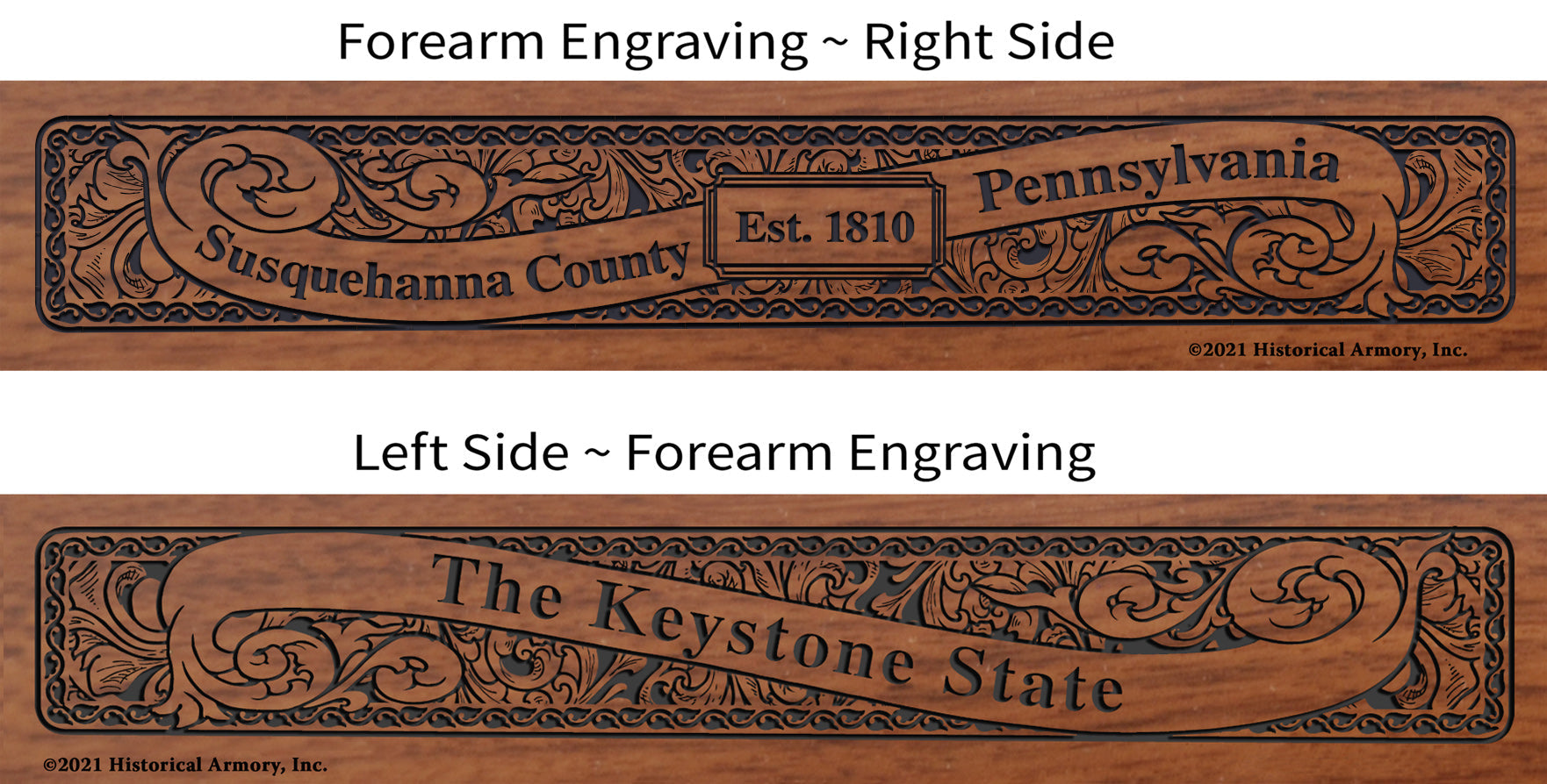 Susquehanna County Pennsylvania Engraved Rifle Forearm