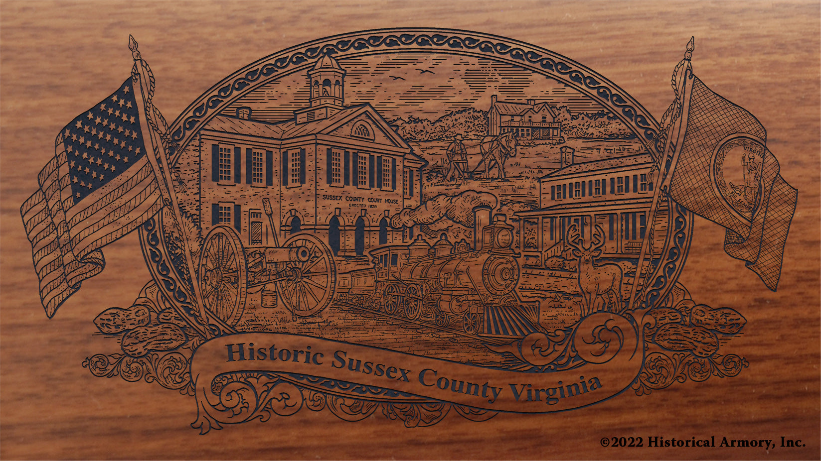 Sussex County Virginia Engraved Rifle Buttstock