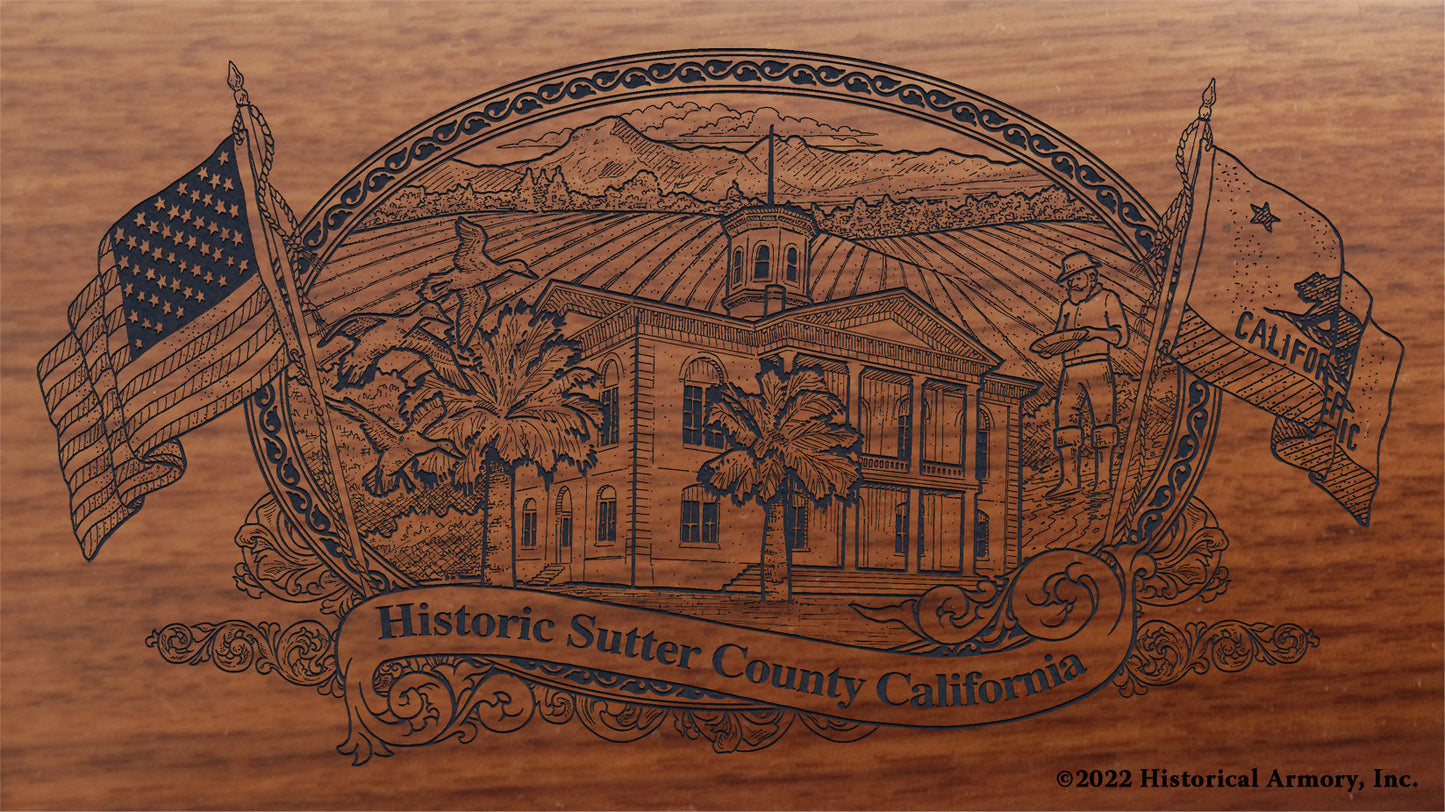 Sutter County California Engraved Rifle Buttstock