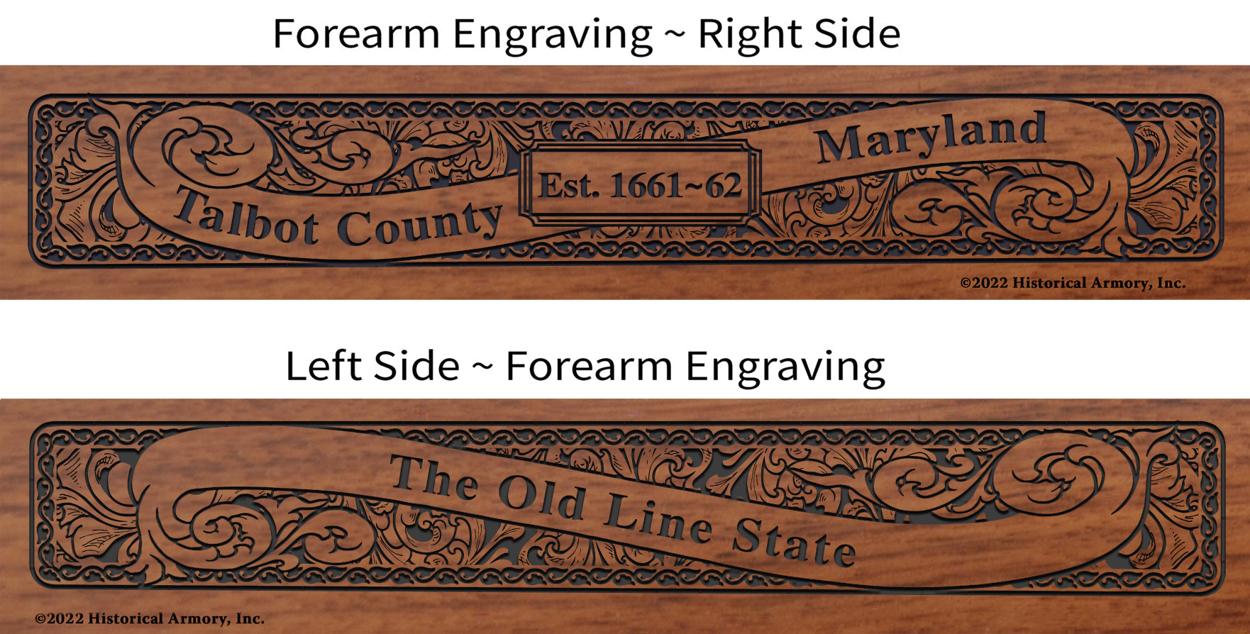 Talbot County Maryland Engraved Rifle Forearm